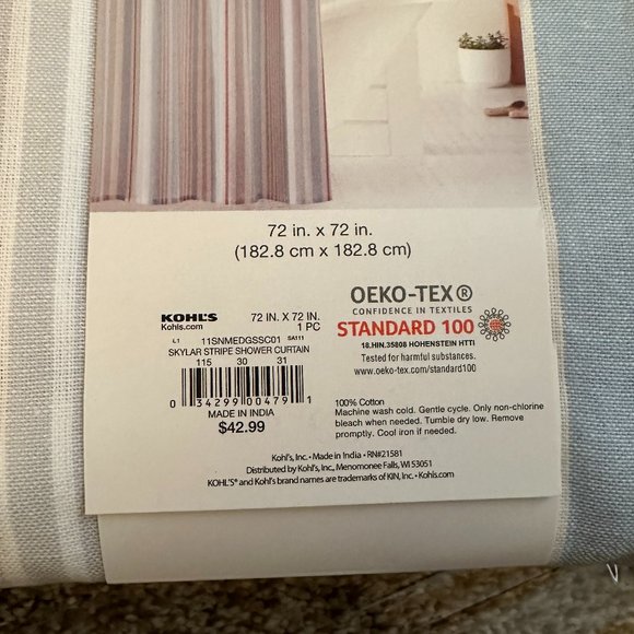 SONOMA SKYLAR STRIPED SHOWER CURTAIN 72 X 72 - Picture 4 of 4